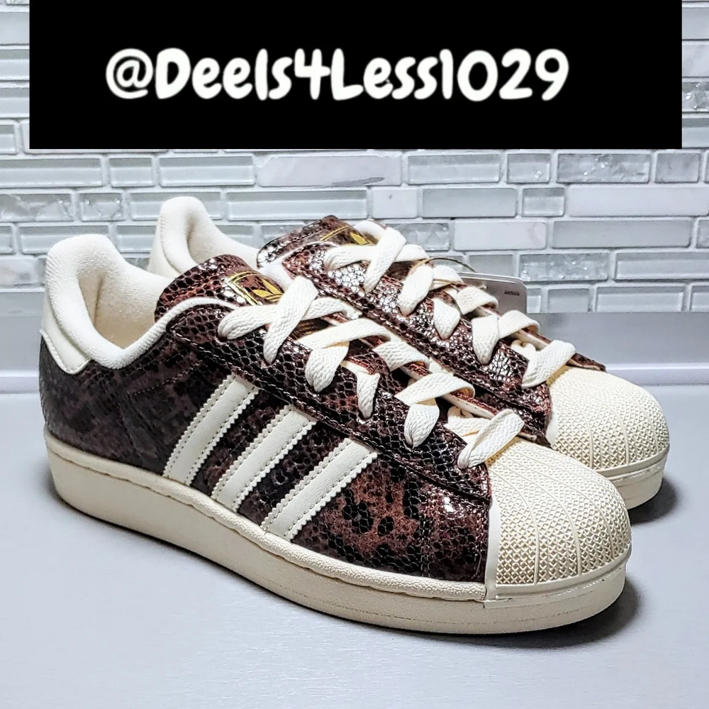 Adidas Originals Superstar 2 Snakeskin Womens Size 6.5 Cream Brown